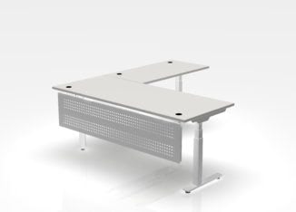 Sprout Desk (sit-to-stand) L-Shape + Steel Modesty Panel